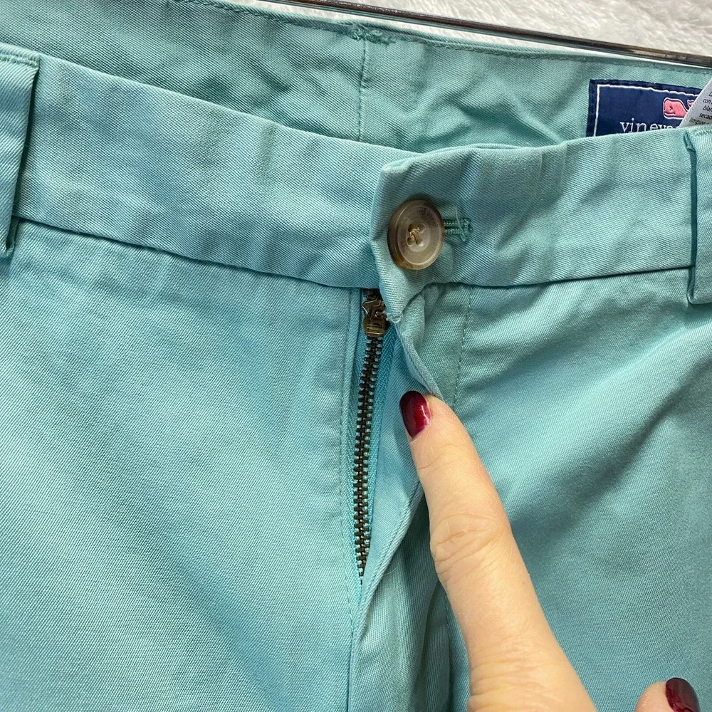 Vineyard Vines Breaker Shorts Mens 35 Mint Green Cotton Stretch Mid Rise Chino